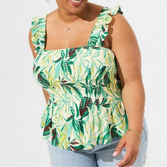 NWOT Peplum Washable Crinkle Gauze Smocked Tank Top. Size 1 - Picture 2 of 4